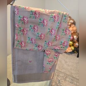 Semi silk saree with stitched blouse 🪷 border